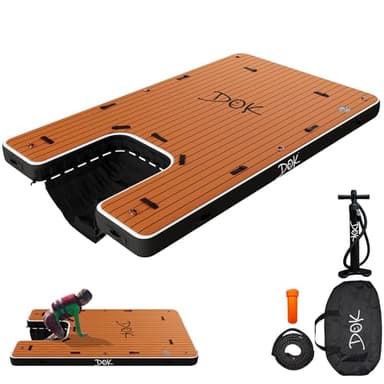 DOK Party-DOK Inflatable Dock Platform: Safe & Easy Water Access; Floating Non-Slip EVA Foam with Water Ramp for Pool, Dock, & Lake | Military Grade & High Visibility