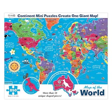 Re-marks Map of The World Deluxe Jigsaw Puzzle with Whimsy Pieces