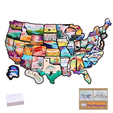 ACIMONE RV State Travel USA Map Sticker, 11 ⅘“ x 15 ¾” Visited States Sticker Decals for Outdoors & Indoors- Road Trip America Map of United States - Waterproof, Fade-Resistant, for Door or Wall