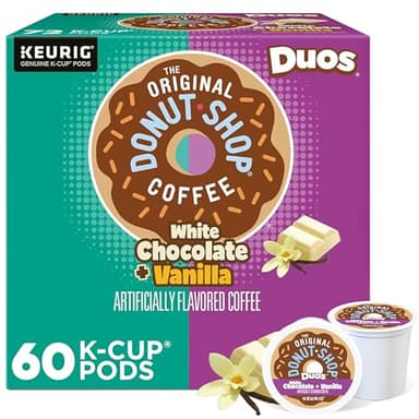 The Original Donut Shop Duos White Chocolate + Vanilla, Keurig Single Serve K-Cup pods, 60 Count (6 Packs of 10)