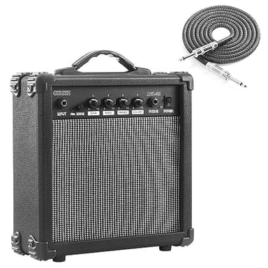 CXLWZ Electric Guitar Amp 20 Watt Amplifier Portable Amp with Headphone Input Gain Powe Including Professional Noise Reduction Cable （Black）