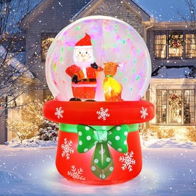 Christmas Inflatable Outdoor Decorations, 5FT Inflatables Snow Globe Yard Decor with Santa Claus & Reindeer, Rotating Lights Blow up Xmas Snowglobe Holiday Decoration for Outside Lawn Garden Indoor