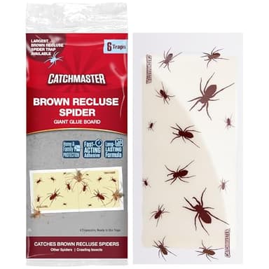 Catchmaster Brown Recluse Spider Giant Glue Boards 6Pk, Adhesive Bug Catcher, Insect, Scorpion, Cricket, Cockroach & Spider Killer for Home, Bulk Glue Boards for House & Garage, Pest Control for Home