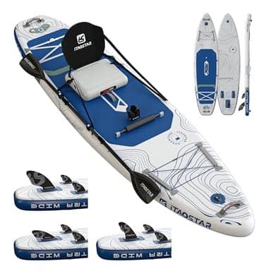 iTAOSTAR A02CP 35" Extra Wide Paddle Board, Stand Up Paddle Board with Seat, Stable Wide Inflatable Paddle Boards for Adults/Family/Youth of All Skill Levels