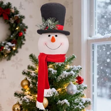 Christmas Tree Topper Snowman, Funny Xmas & Santa Tree Topper, Cute Christmas Tree Decorations