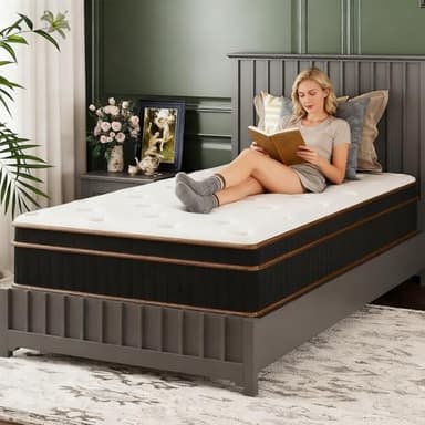 VINGLI 10 Inch Twin XL Mattress for College Students/Young Adults Hybrid Memory Foam in a Box, Individually Wrapped Coils for Motion Isolation/Pressure Relief, Medium Firm,Fiberglass-Free,CertiPUR-US