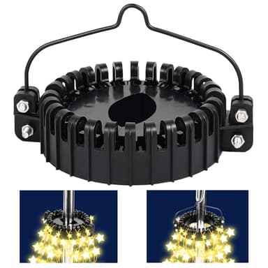 Christmas Tree Flag Pole Mega Topper Light Hook, 2-in-1 Flagpole Lights Hook Christmas Tree Light Kit for Hanging Strings & Xmas Patio Yard Party Decoration with Rope Hook