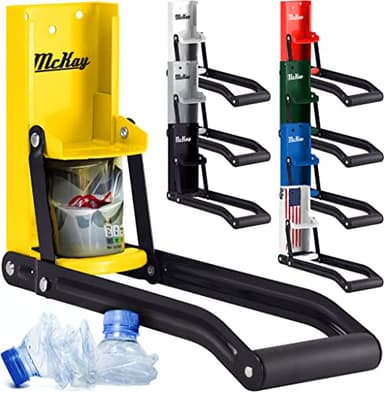 Mckay 16 Oz. and 12 Oz. Metal Can Crusher, Can Crusher Wall Mounted, Can Crushers for Recycling Wall-Mounted Smasher for Aluminum Seltzer, Soda, Beer Cans and Bottles, Gadgets for Home - Yellow