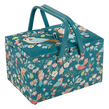 Hobby Gift Large Twin Lid Sewing Box Craft Storage Box with Handle Internal Tray Pin Cushion and Pockets for Sewing Knitting and Hobby Supplies