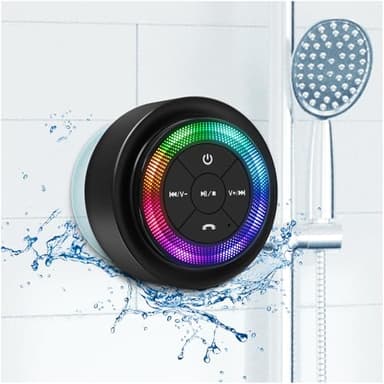 XLEADER Pro Shower Speaker (Upgraded) Certified IPX7 Waterproof Bluetooth Speaker, 8W Crystal Sound&Rich Bass, 15H Playtime, with Suction Cup, Silicone Lanyard, Ideal Gifts, SoundAngel Mate(2 Gen)