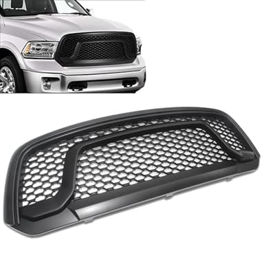 Front Bumper Upper Grille Matte Black Rebel Style Honeycomb Mesh Grill Fit For 2013-2018 Dodge Ram 1500 Pickup