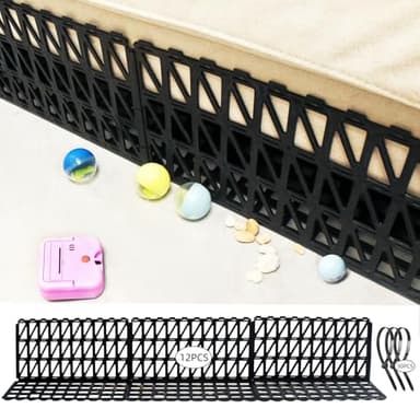 12 Pcs Under Couch Blocker for Bed Adjustable Furniture Plastic Under Bed Blocker with 30 Ties Black Couch Barriers for Dogs Pets Cats (Style 2)