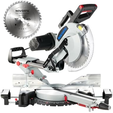 Double Bevel Compound Sliding Miter Saw, Double-Bevel Corded Miter Saw with Laser Guide & 15-Amp Heavy-Duty Motor, Sliding Miter Saw with TCT Saw Blade for Woodworking (12")