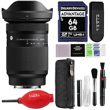Sigma 20-200mm f/3.5-6.3 DG Contemporary Lens Compatible with Sony E with Advanced Accessory and Travel Bundle | 796965 | 20-200mm Lens for Sony E