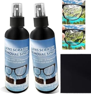 KEHOO 2PCs Lens scratch removal spray, Lens Scratch Remover for Eye glasses, Eyeglass Scratch Remover,Glasses Windshield Repair Fluid