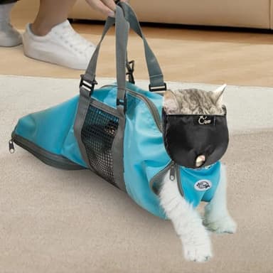 Cinf Cat Nail Clipping Cleaning Grooming Restraint Bag （Free Muzzle） No Scratching Biting for Bathing Nail Trimming Injecting Examining (Blue,M)