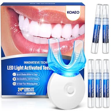 Teeth Whitening Kit with LED Light – 3 Whitening Gel Pens + 2 Desensitizing Pens – 35% Carbamide Peroxide – Whiten Teeth in 7 Days – Safe for Sensitive Teeth & Enamel（Mint Flavor）