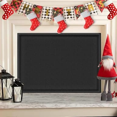 CADARA Fireplace Blocker Blanket Stops Heat Loss, Magnetic Fireplace Draft Stopper, Indoor Fire Place Draft Cover with Hook and Loop Tapes, Cold Air Blocker Save Energy, Black 39" W x 32" H