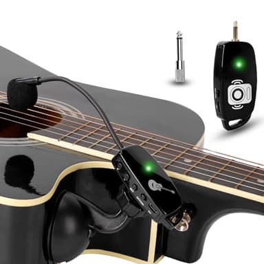 Wireless Instrument Microphone for Acoustic Guitar: 2.4G Cordless Clip-on Mics System with Transmitter and 6.35mm Receiver, for Musicians, Teachers, Stage Performances, PA System,Voice Amplifier
