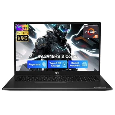 NIMO 17.3 Gaming-Laptop Ryzen 9 8945HS (Beat i9-13900H, Up to 5.2GHz) 16GB RAM, 1TB SSD, Radeon 780M, PD 100W Type-C AI-Enhanced for Copilot VR Ready, Backlit Keyboard, Fingerprint