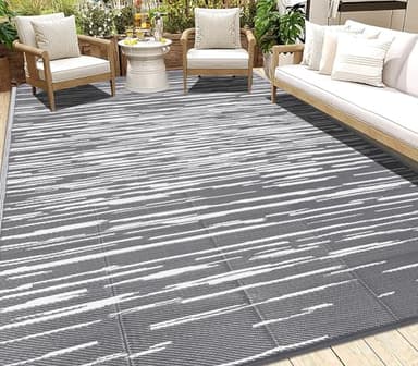 HEBE Outdoor Rug 6' x 9' Waterproof for Patios Clearance, Reversible Plastic Straw Rug Camping Carpet, Indoor Outdoor Area Rugs Patio Mats for RV,Picnic,Backyard,Deck,Balcony,Porch