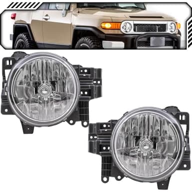 EPIC LIGHTING OE Style Replacement Halogen Headlights Assembly Compatible with Toyota 07-14 FJ Cruiser [ TO2502173 8110635445 8107035444 TO2503173 8110535465 8114035464 ] Pair