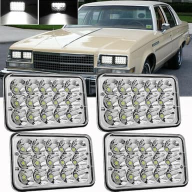 BESTZHEYU 4PCS 4x6 Headlight Compatible for Peterbil Kenworth Freightinger Probe Oldsmobile Cutlass Express Cargo Van 1500 2500 3500 LED Headlight