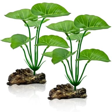 UreverFins 2-Pack Aquarium Decor Fish Tank Decorations 6-inch Betta Fish Tank Plants Leaf Hammock, Artificial Silk Aquarium Plants Betta Tank Accessories, Goldfish, Reptiles Plant Decor Driftwood