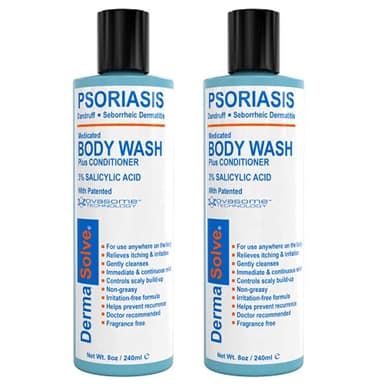 Dermasolve Medicated Psoriasis Body Wash - 2-Pack (8.0 oz each) - Proven to Provide Relief from Psoriasis, Eczema & Seborrheic Dermatitis, Doctor Recommended for Dry, Itchy, Red, Flaky, Scaly Skin