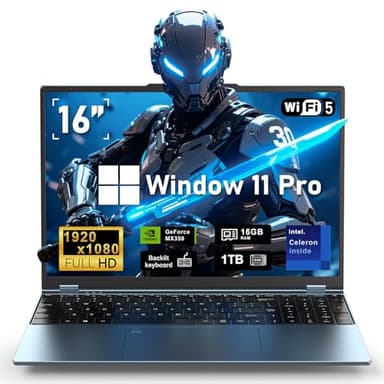 NAIKLULU Gaming Laptop,MX350 Graphics Laptop,16 Inch Laptop Computer,N95 4C/4T Processor(up to 3.4Ghz),16GB RAM 1TB SSD,16”FHD 1920 * 1200 Display,WiFi 5,BT4.0,Backlit Keyboard
