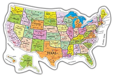 RV State Travel USA Map Vinyl Sticker - Camper Trailer Decals for Window with State Flag - Road Trip Map of America - Waterproof, UV Protection for Window, Door or Wall (Roadmap)