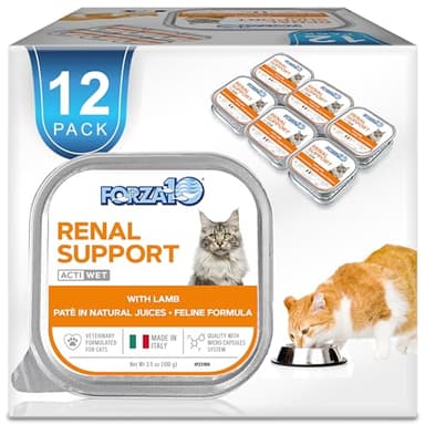 Forza10 Kidney Care Cat Food – Renal Support Wet Cat Food with Lamb, 3.5 oz Cans, 12 Pack – Vet Formulated, Made in Italy