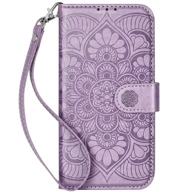 Ateeky Wallet Case for iPhone 16,[RFID Blocking] 3 Card Holder Stand with Credit Card Slot PU Leather Magnetic Protective Flip Cover for iPhone 16 (Light Purple)