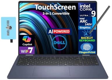 Dell 16 AI Powered 2-in-1 Laptop 16.0" Touchscreen Mini LED WQXGA Display (Intel Ultra 9-288V, 32GB LPDDR5X, 1TB M.2 PCIe SSD, Active Pen, Backlit KB, Fingerprint, Win 11 Pro) w/DKZ USB Port Expander