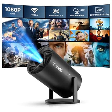 [Built-in Apps] Mini Portable Projector with WiFi and Bluetooth, Movie projector 1080P HD Supported, Auto Keystone Correction, 180° Rotatable, Compatible with TV Stick, HDMI, USB, Phone