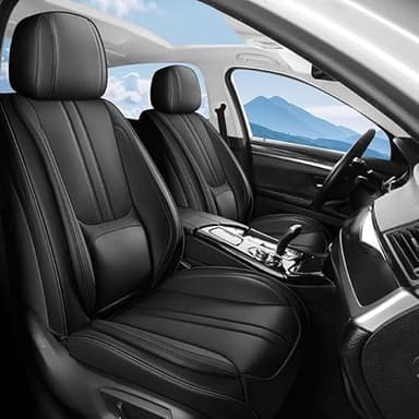 FaiFani Car Seat Cover Full Set Fit for KIA Forte 2010-2024, Luxury Leather Car Seat Covers, Breathable Faux Leather Seat Covers (Full Set, Black)