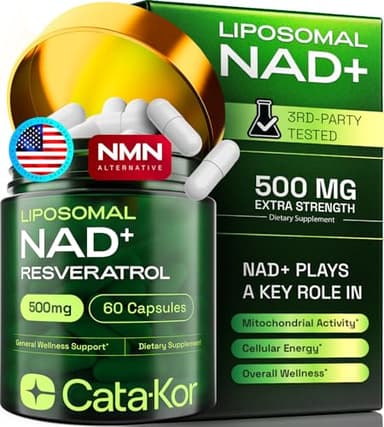 Cata-Kor Liposomal NAD Supplement with Resveratrol – NMN Supplement Alternative – Third-Party Tested – 30-Day Supply – Advanced NAD+ Resveratrol
