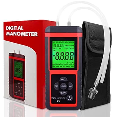 EHDIS Manometer, Professional Air Pressure Meter, Dual-Port HVAC Digital Manometers Gas Pressure Tester Differential Gauge
