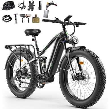 FREESKY Electric Bike for Adults Peak 1800W, 95 Miles & 48V 25Ah Removable Battery Ebike, 35MPH Off-Road E Bicycle 26" Fat Tire Full Suspension Mountain Beach E Bike 7-Speed