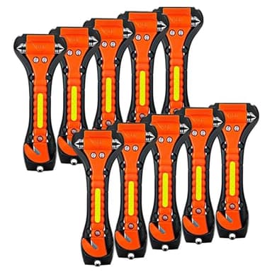 ZHSX Safety Hammer, 10 Pack Car Emergency Escape Tool Car Window Breaker and Seat Belt Cutter with Light Reflective Tape for Family Car Life Saving Survival Kit
