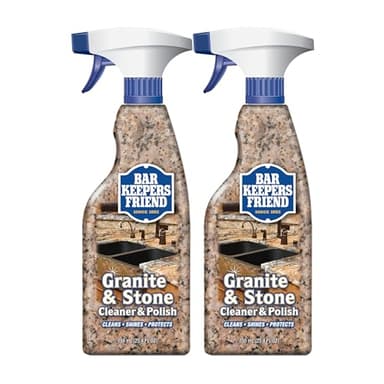 Bar Keepers Friend Granite & Stone Cleaner & Polish (25.4 oz) Granite Cleaner for Use on Natural, Manufactured & Polished Stone, Quartz, Silestone, Soapstone, Marble - Countertop Cleaner & Polish (2)