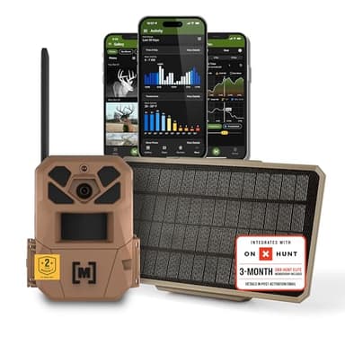 Moultrie Edge 3 Cellular Trail Camera with 3.4W Solar Kit - 40MP HD Photo Capture - 1080p Low-Glow Flash - GPS - Multi-Carrier Auto-Connect - Built-in Memory - 0.5s Trigger Speed - AI Buck Detection