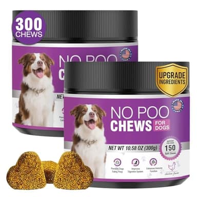 300 Chews No Poo Chews-No Poop Eating Deterrent for Dog-Coprophagia Deterrent for Dogs-Prevent Stop Dogs from Eating Poop Supplement with Digestive Enzymes&Probiotics-Breath Freshener-Chicken