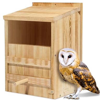 Barn Owl House,Owl Nesting Box for Outside,Wooden Nest House,Square Opening Bird Houses for Outside,Suitable for Wildlife Barn,Eastern Screech,Great Horned,Easy Assembly Required
