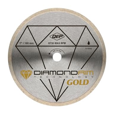 QEP 7" Continuous Rim Premium Diamond Blade for Wet or Dry Cutting of Ceramic, Porcelain, and Marble Tile, Silver