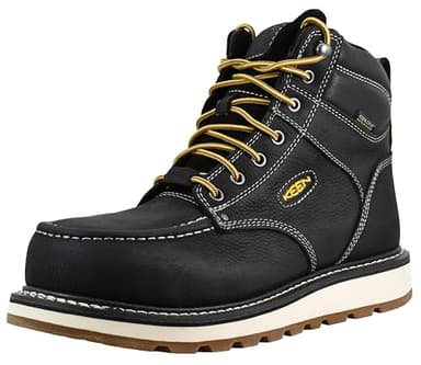 KEEN Utility Men's Cincinnati 6" Composite Toe Waterproof Wedge Work Boots, Black/Sandshell, 12 Wide US