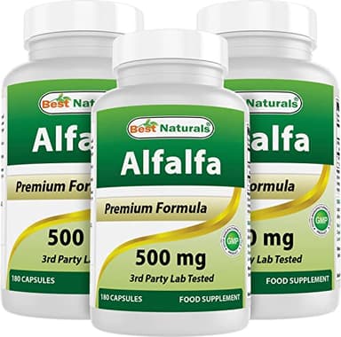 Best Naturals Alfalfa Green Super Food 500 mg 180 Capsules (180 Count (Pack of 3))