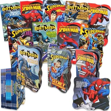 12 Superhero Books for Kids 3-5, 5-7 - Spiderman, Batman, and Superman Early Reader Super Hero Picture Books with Durable Pages | Marvel and DC Comics Story Books for Boys