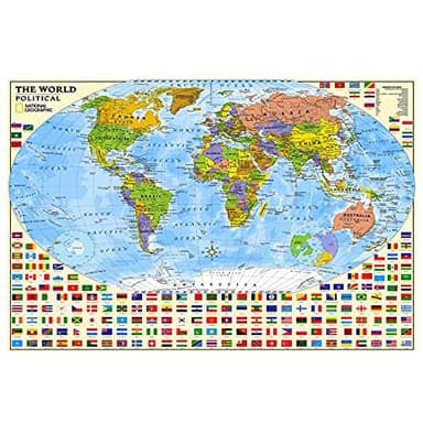 PAYOHTO Political World Map Jigsaw Puzzle 1000 Pieces for Adults or Teens with 197 Countries International World Flags Puzzle Educational Toy
