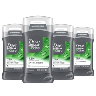 Dove Men+Care Deodorant Stick for Men 4 Count Extra Fresh Aluminum Free 72-Hour Odor Protection Mens Deodorant with 1/4 Moisturizing Cream 3 oz